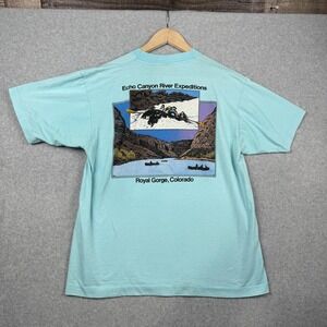Vintage Screen Stars Shirt Mens L Blue Echo Canyon Colorado USA Single Stitch